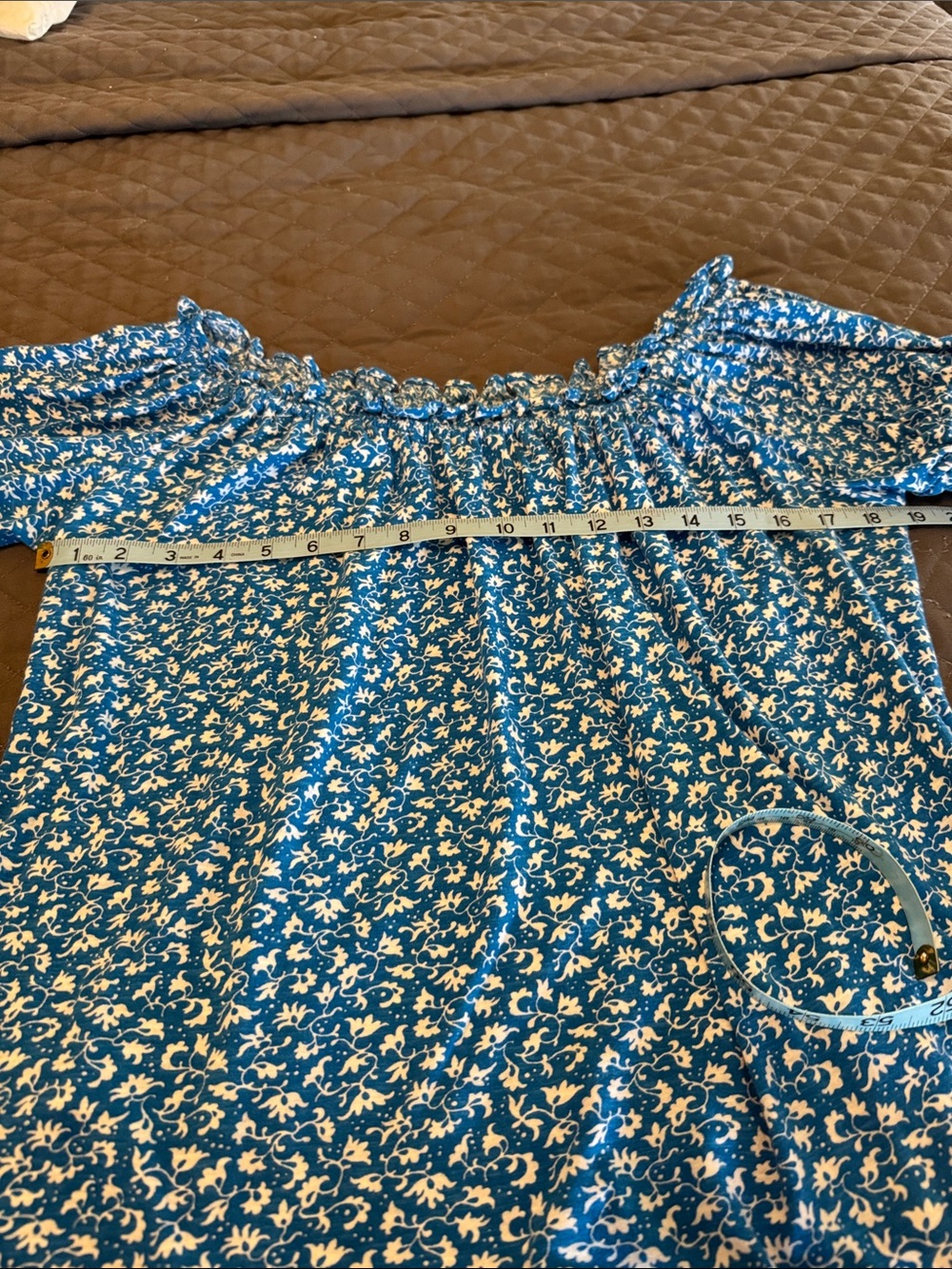 LOFT Blue and White Floral Off-Shoulder Camisole